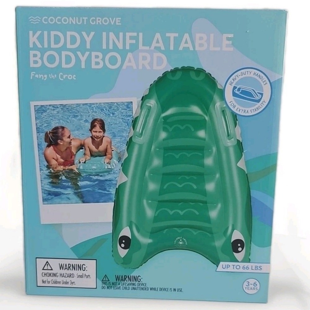 Coconut Grove Inflatable Bodyboard Kids 3-6Y Green Fang the Croc Pool Float